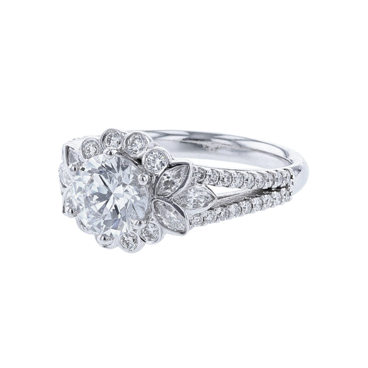18K White Gold Marquise Cut Engagement Ring