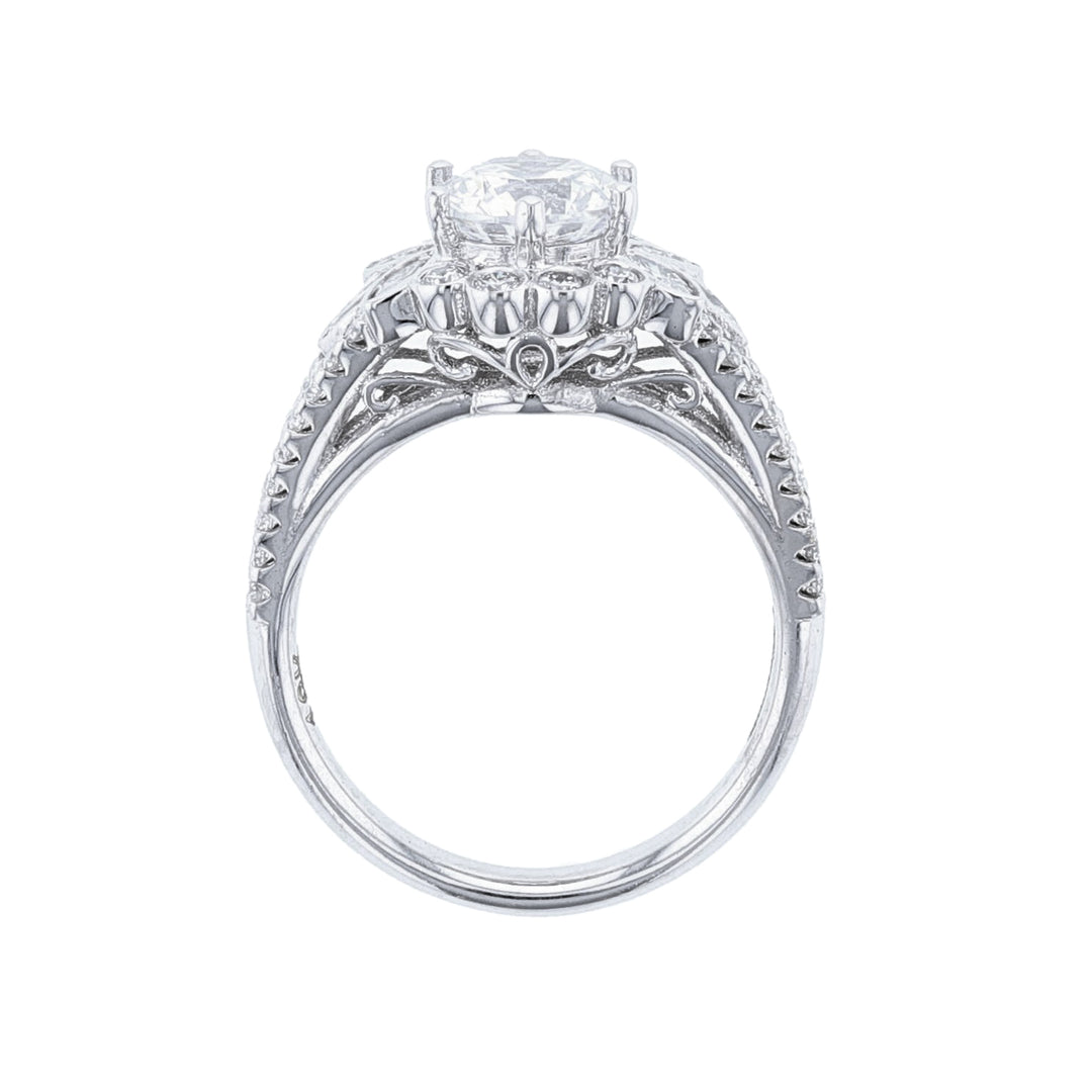 18K White Gold Marquise Cut Engagement Ring