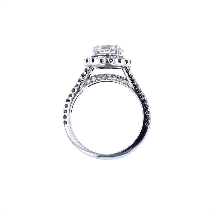 18K White Gold Paraiba Diamond Halo Engagement Ring