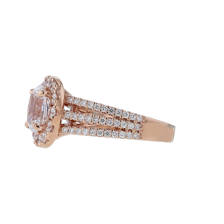 14K Rose Gold Oval Halo Engagement Ring