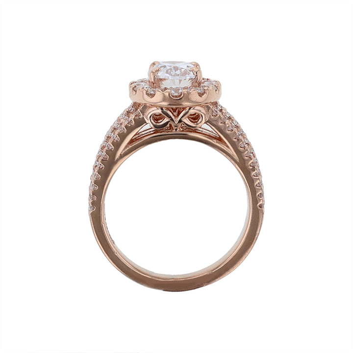 14K Rose Gold Oval Halo Engagement Ring