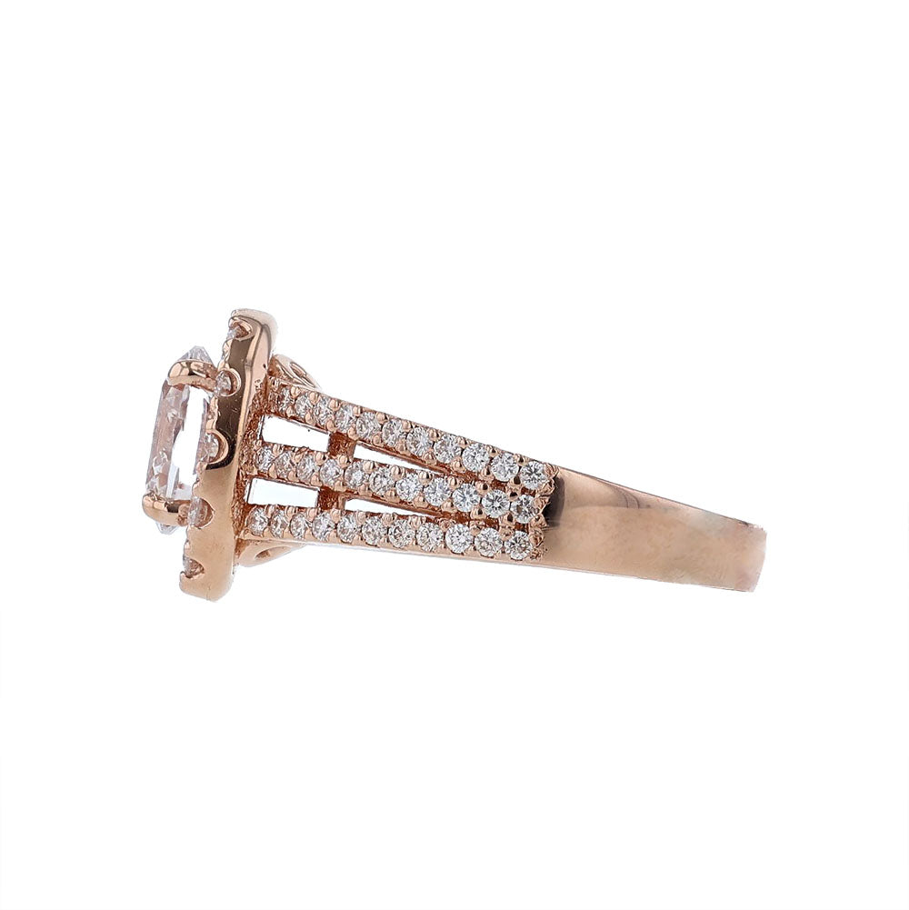 14K Rose Gold Oval Halo Engagement Ring
