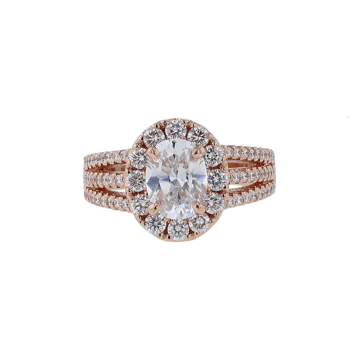 14K Rose Gold Oval Halo Engagement Ring