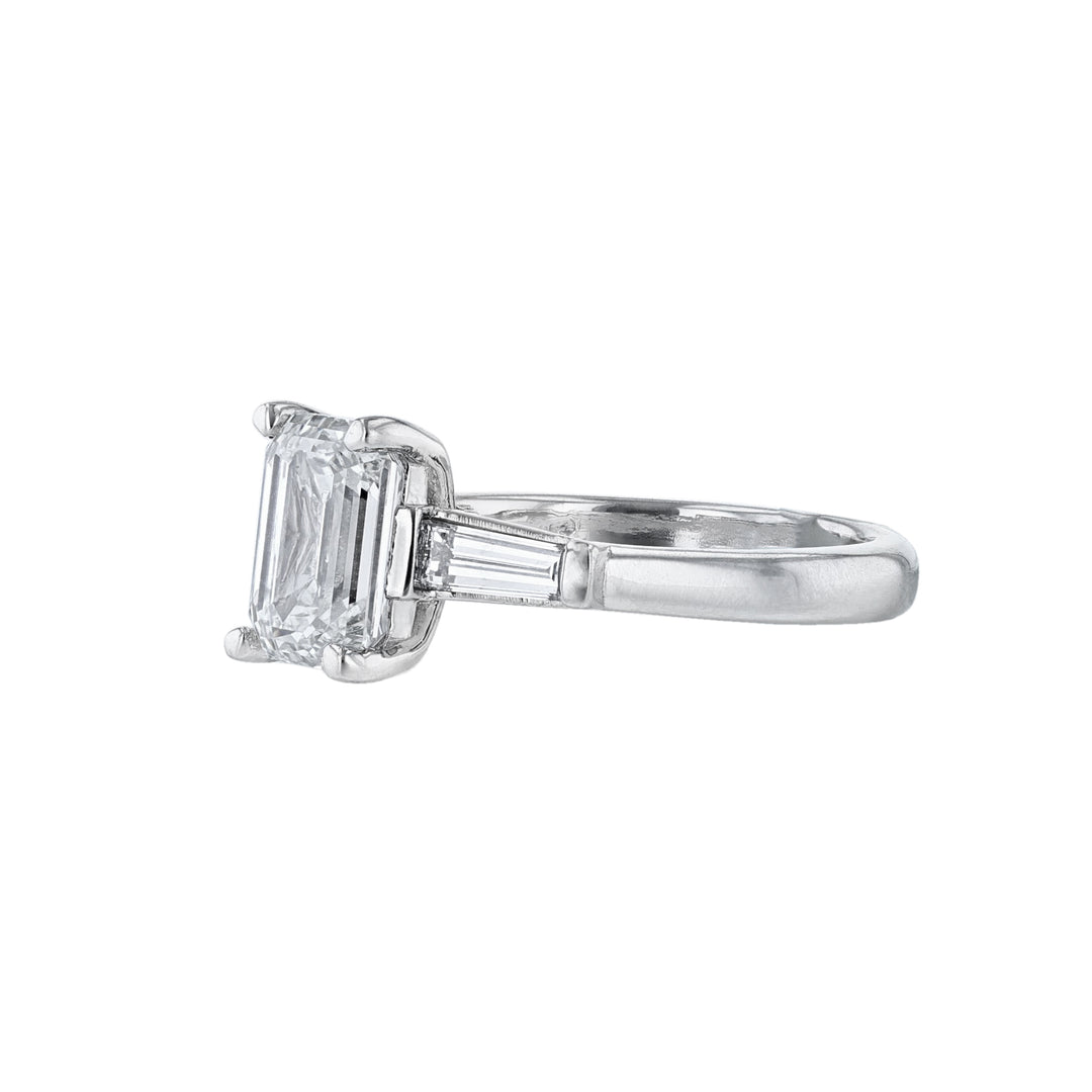 Platinum Emerald Cut Baguette Diamond Ring