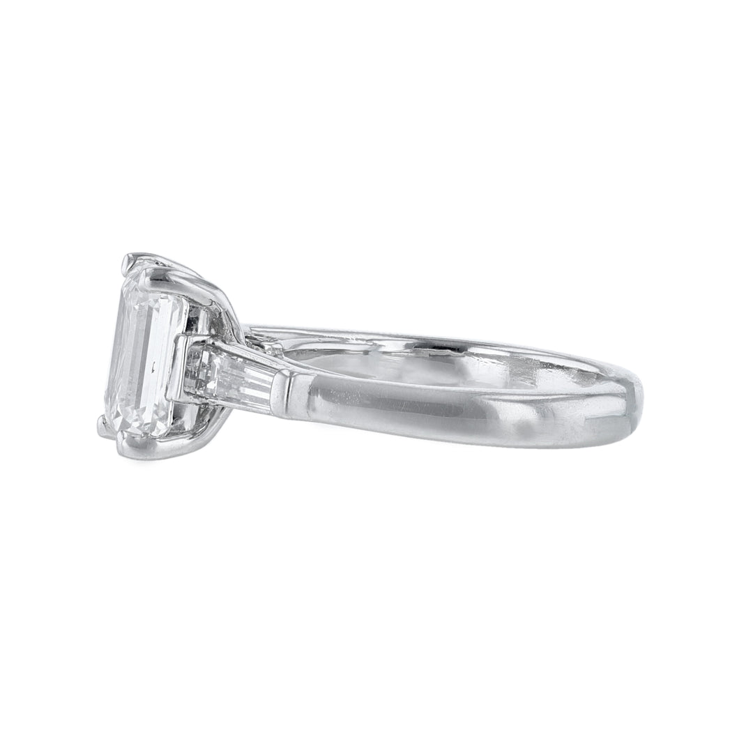 Platinum Emerald Cut Baguette Diamond Ring