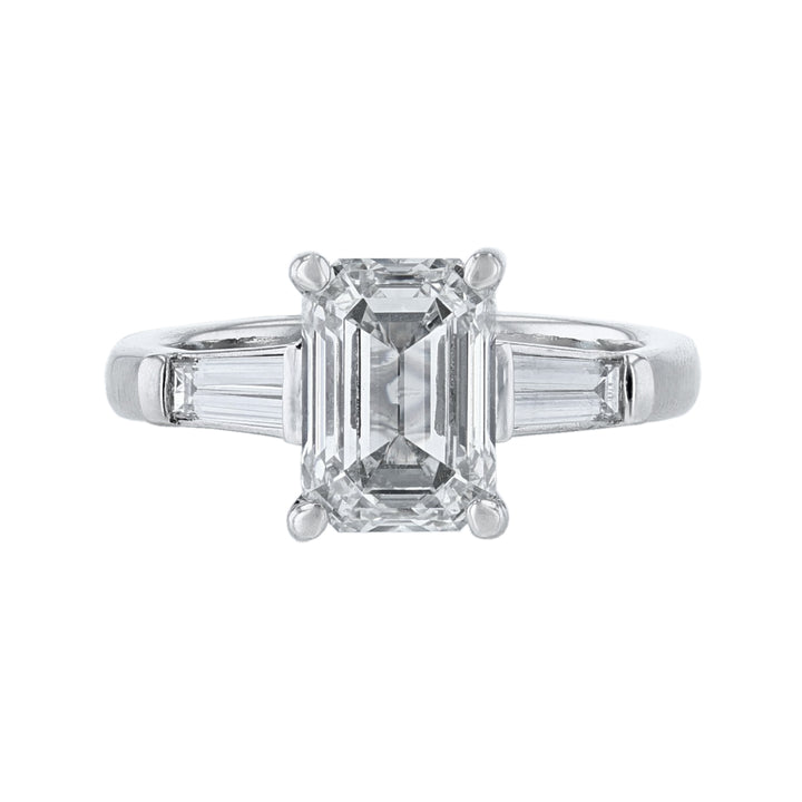 Platinum Emerald Cut Baguette Diamond Ring