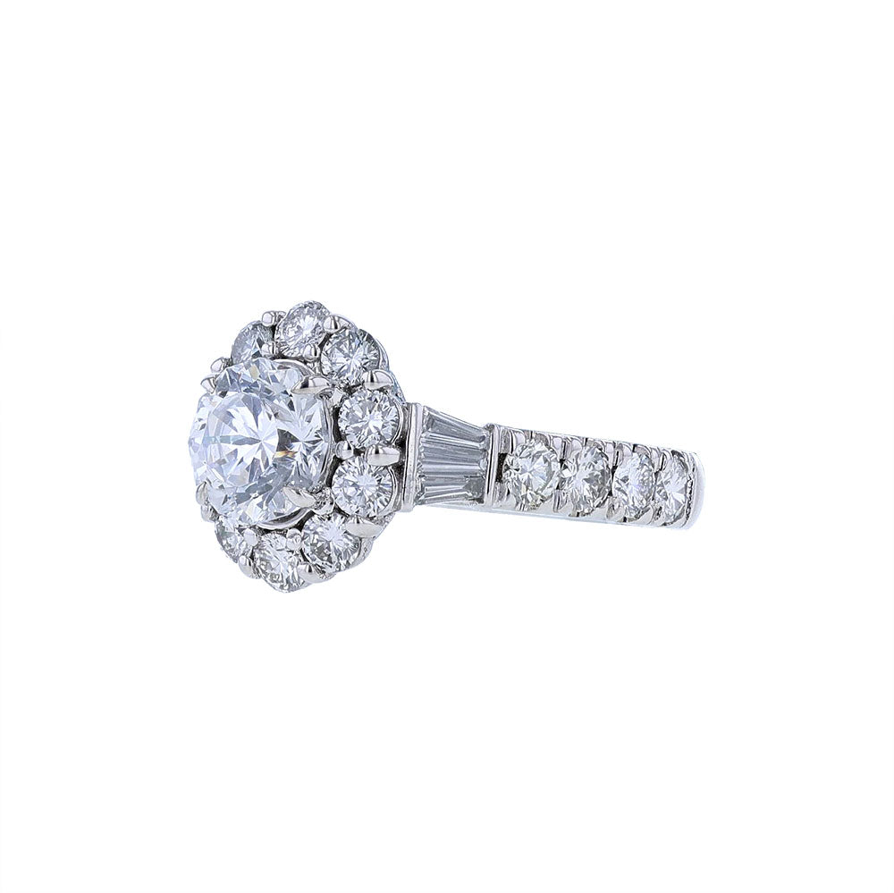 14K White Gold Oval Halo Engagement Ring