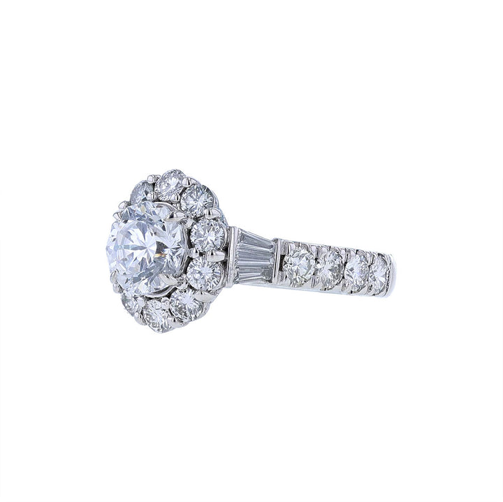 14K White Gold Oval Halo Engagement Ring