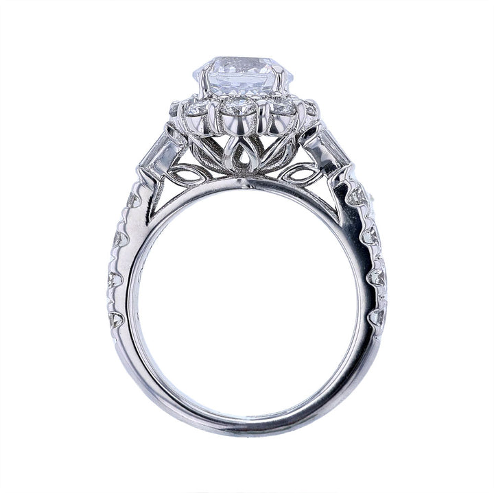 14K White Gold Oval Halo Engagement Ring