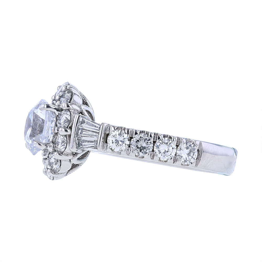14K White Gold Oval Halo Engagement Ring