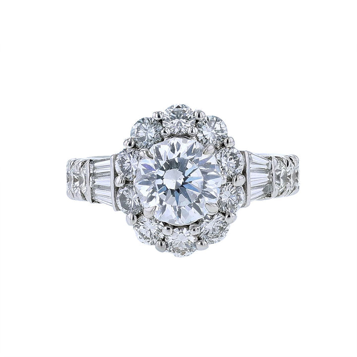 14K White Gold Oval Halo Engagement Ring