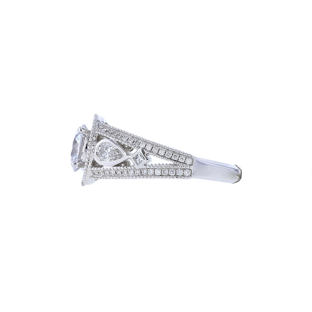 18K White Gold Round Halo Engagement Ring