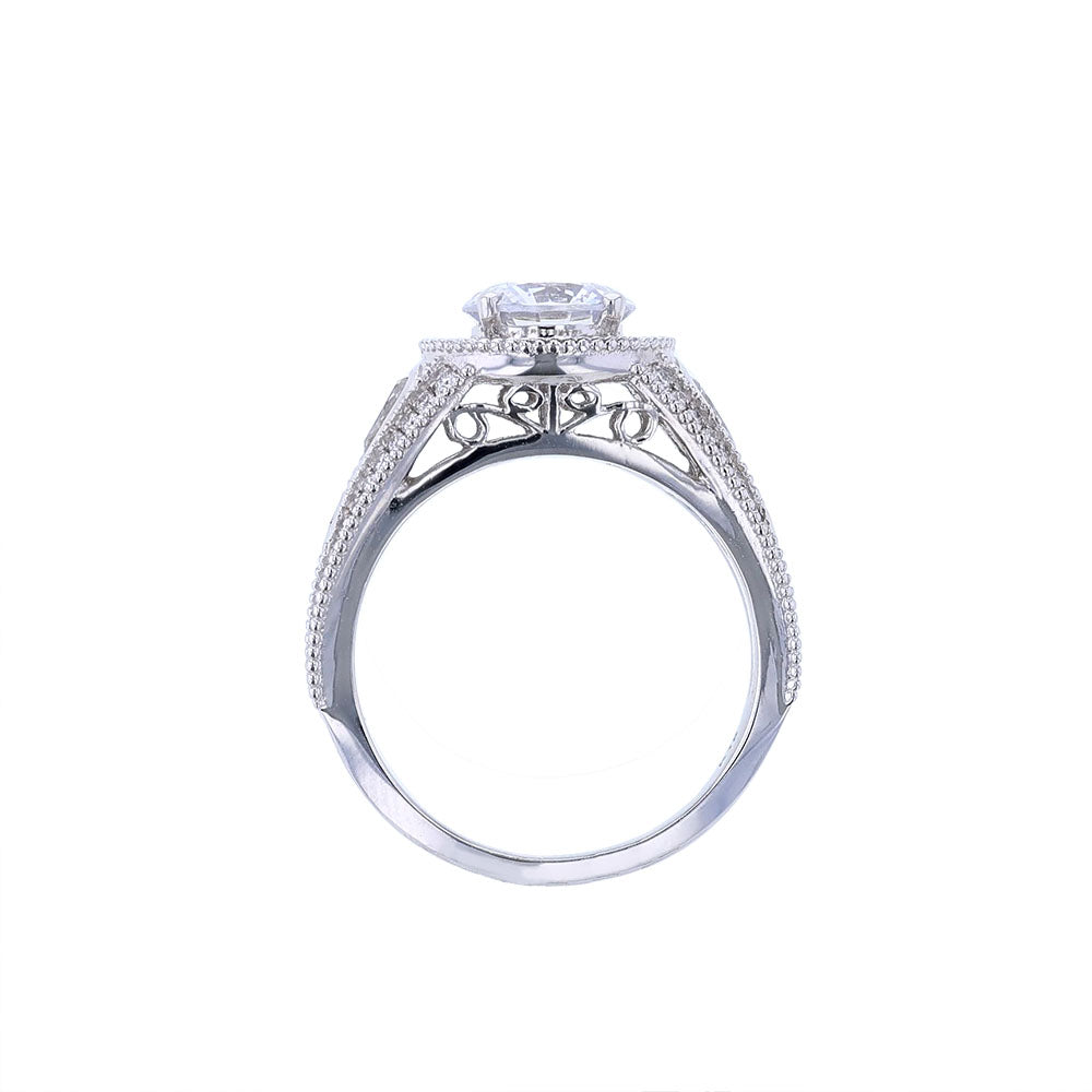 18K White Gold Round Halo Engagement Ring