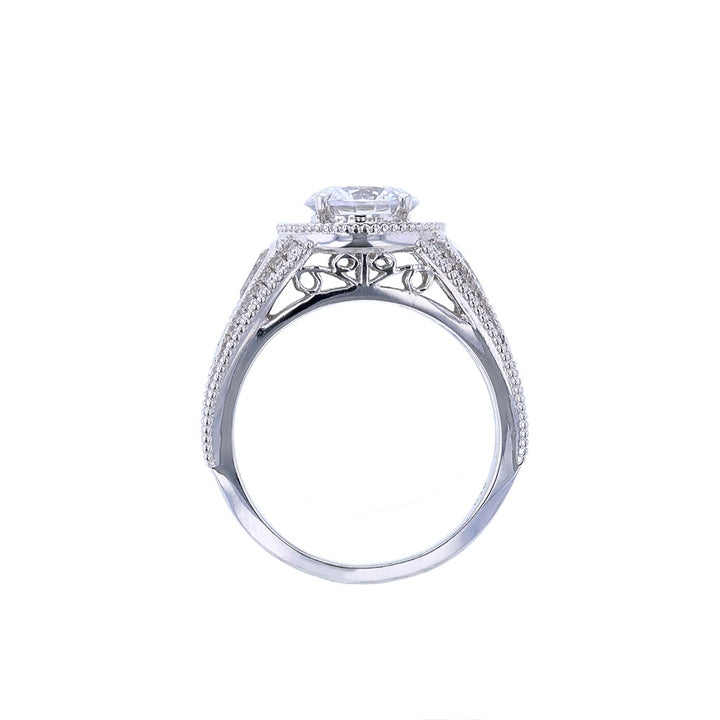18K White Gold Round Halo Engagement Ring