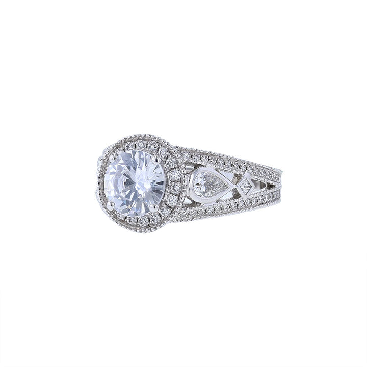 18K White Gold Round Halo Engagement Ring