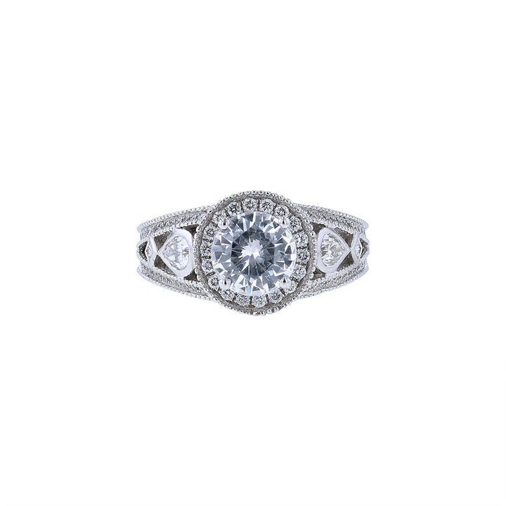 18K White Gold Round Halo Engagement Ring