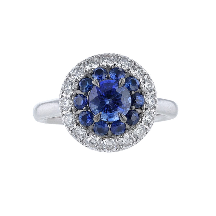 Sapphire Halo Diamond Engagement Ring
