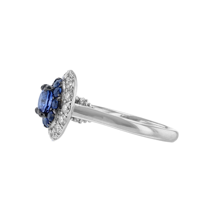 Sapphire Halo Diamond Engagement Ring