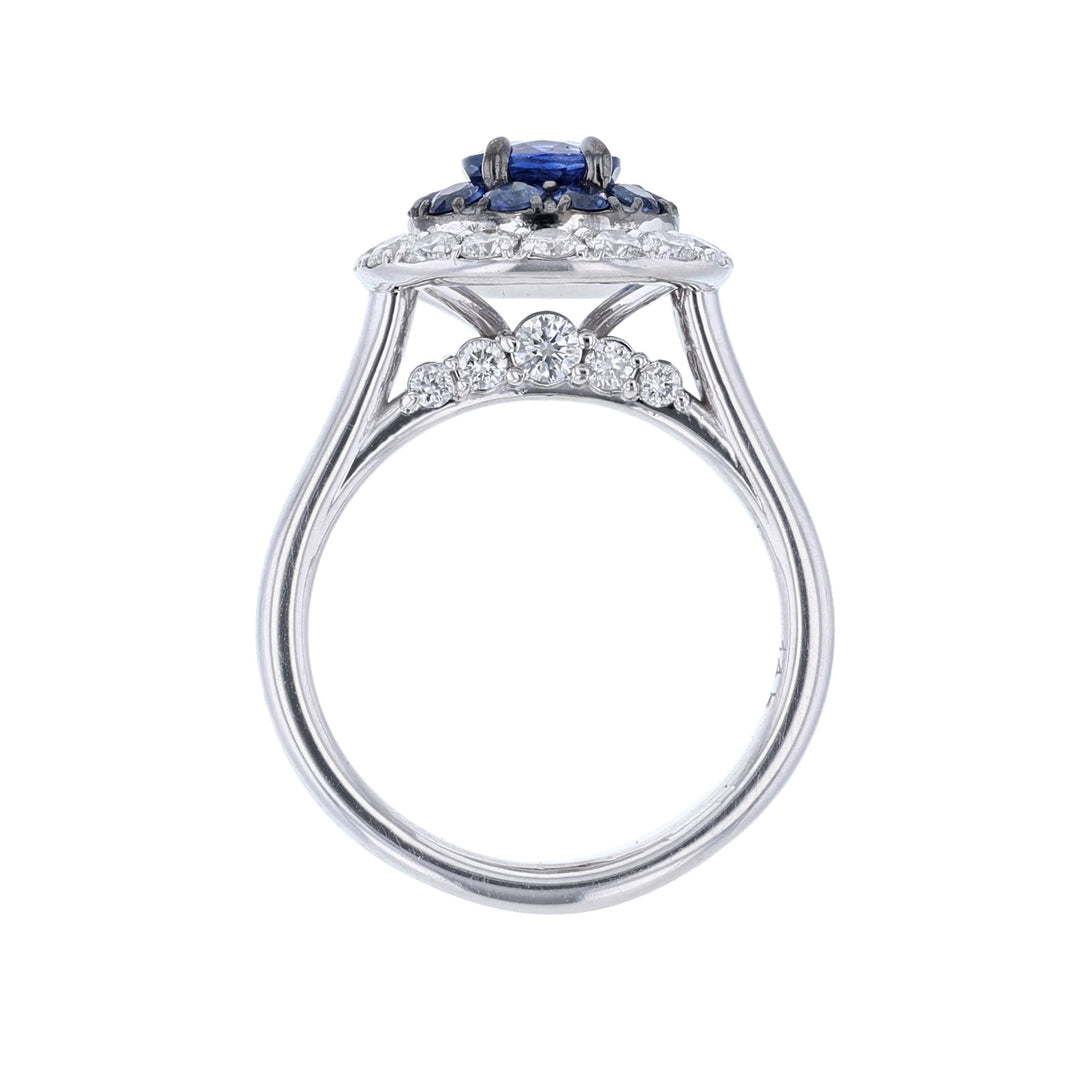 Sapphire Halo Diamond Engagement Ring