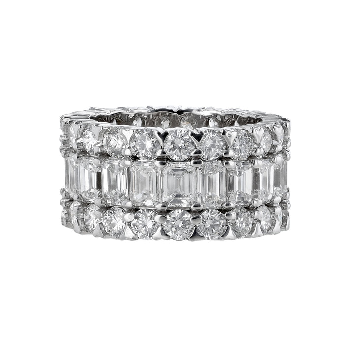 Triple Row Round & Baguette Diamond Band