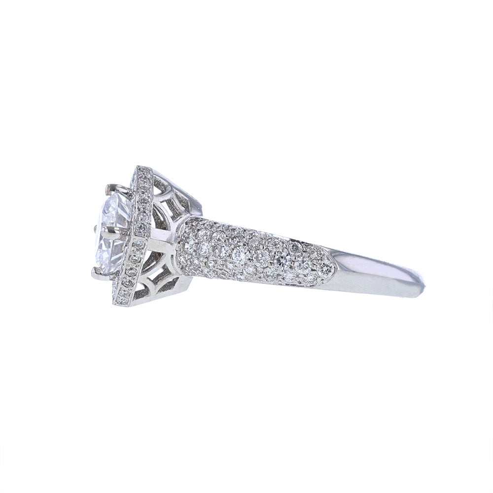 18K White Gold Kite Halo Engagement Ring