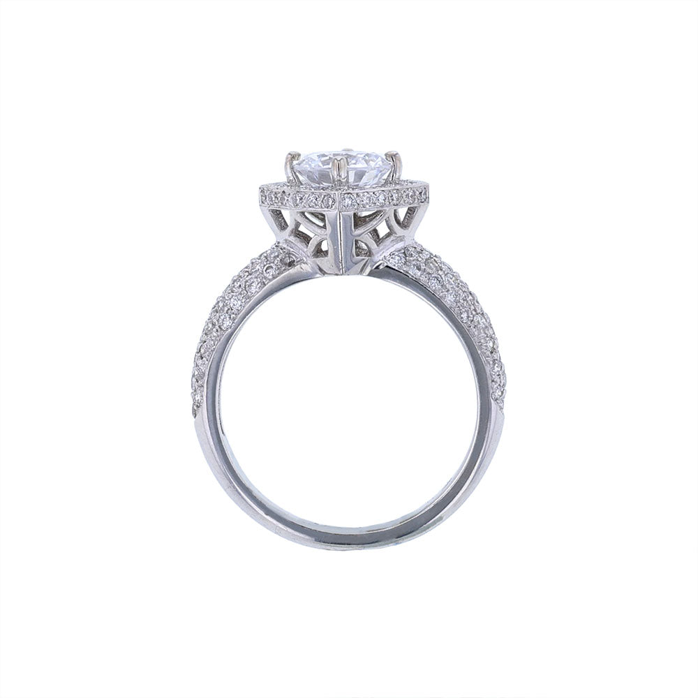 18K White Gold Kite Halo Engagement Ring