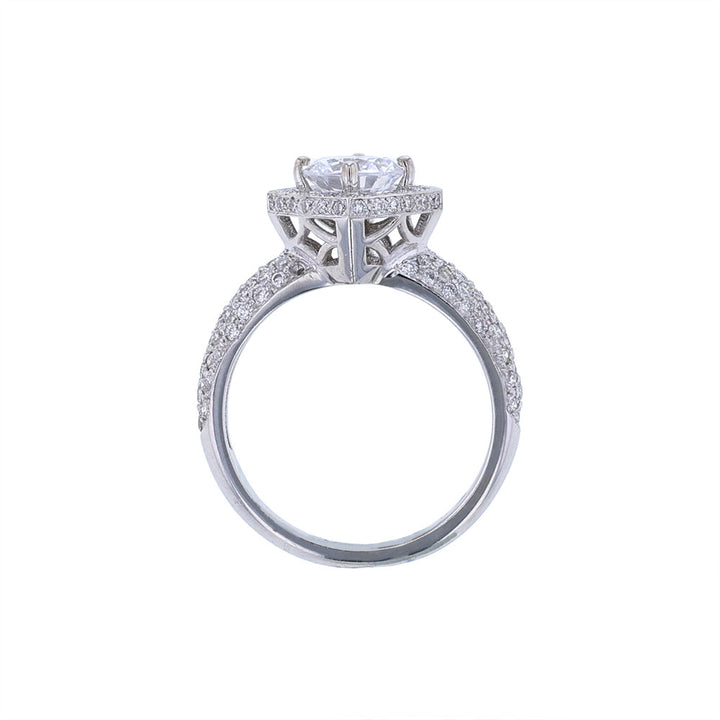 18K White Gold Kite Halo Engagement Ring