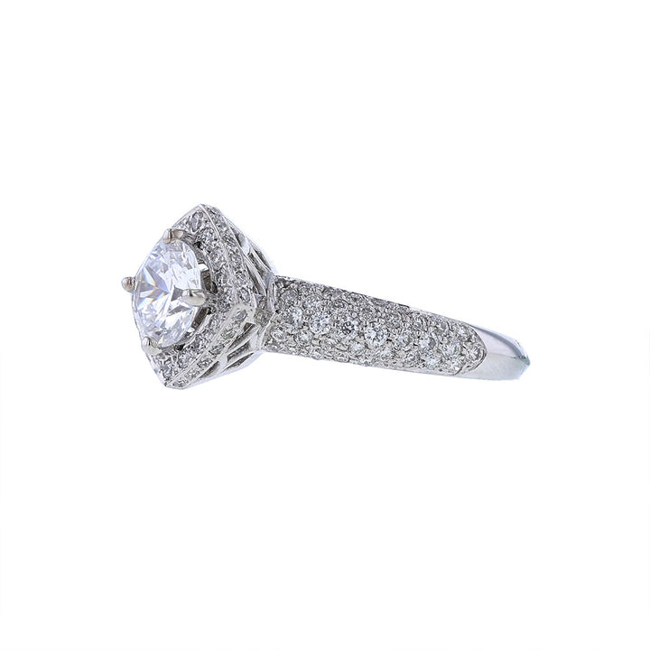 18K White Gold Kite Halo Engagement Ring