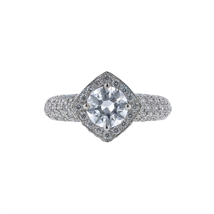 18K White Gold Kite Halo Engagement Ring