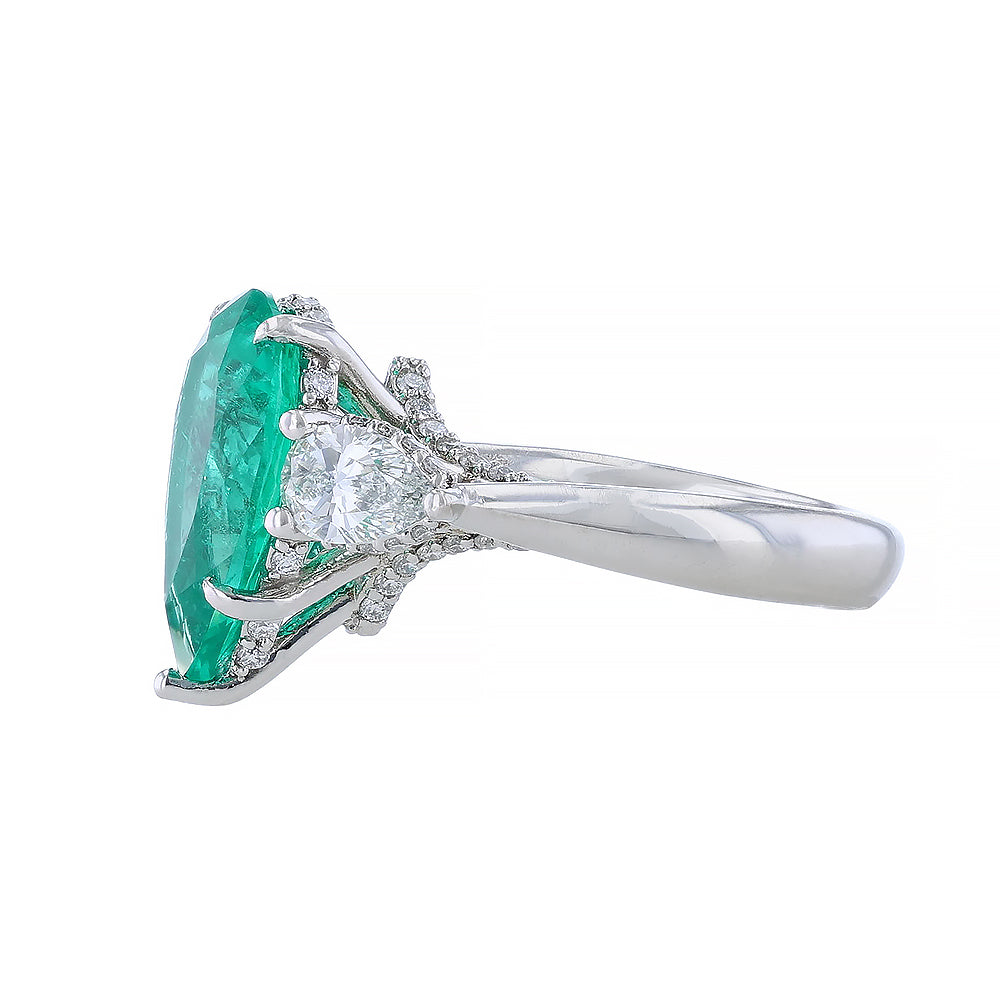 GIA Certified Emerald and Diamond Ring