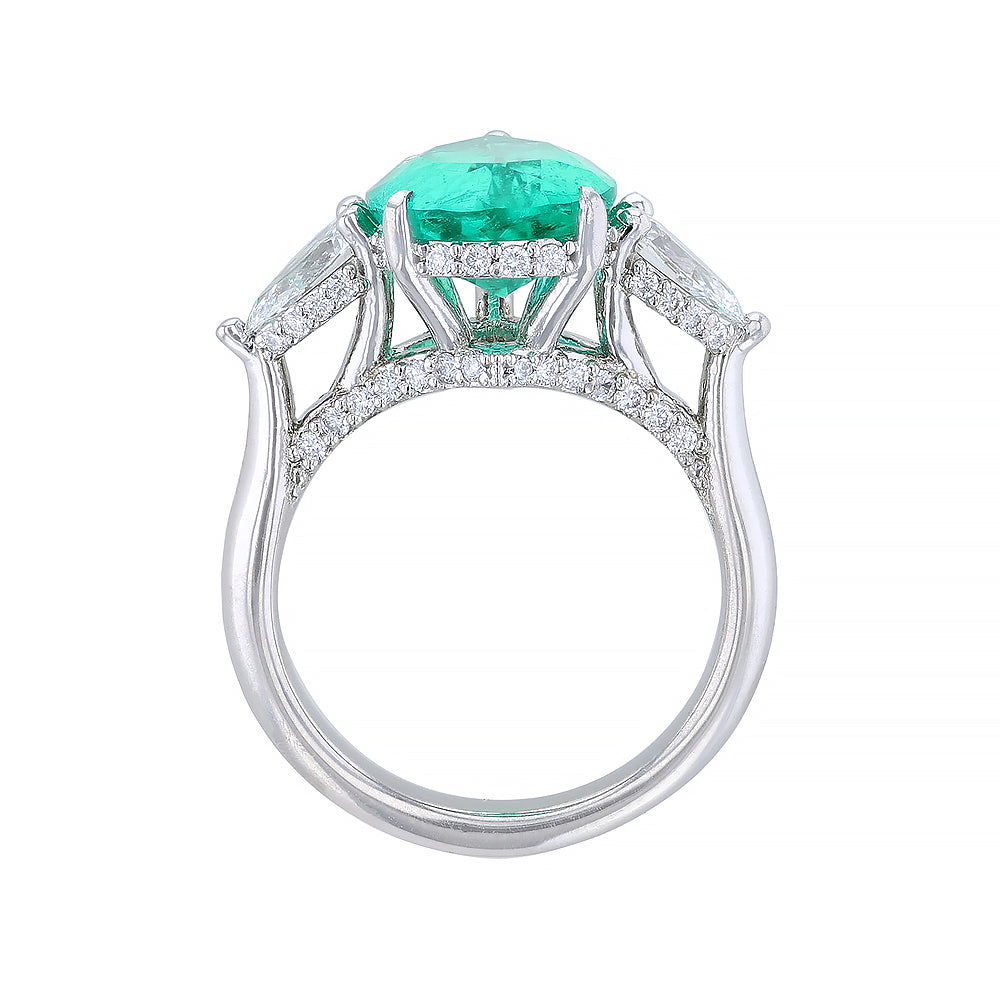 GIA Certified Emerald and Diamond Ring