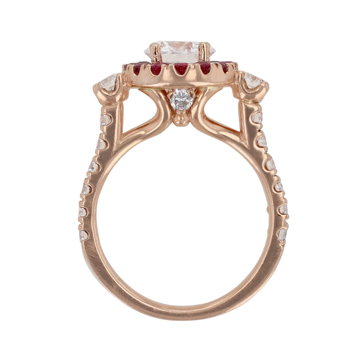 Round Ruby Halo Diamond Engagement Ring