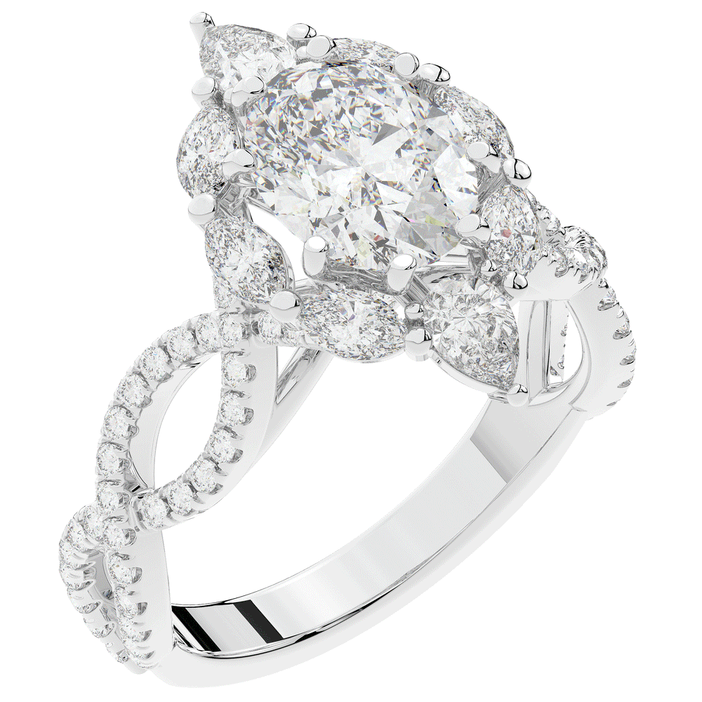 3.00CT.TW OVAL LAB DIAMOND HALO ENGAGEMENT RING - Nazarelle
