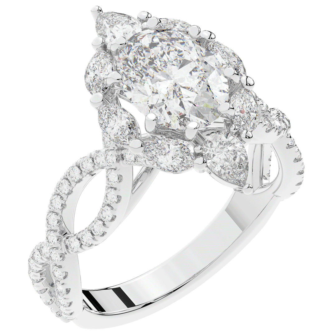 3.00CT.TW OVAL LAB DIAMOND HALO ENGAGEMENT RING - Nazarelle