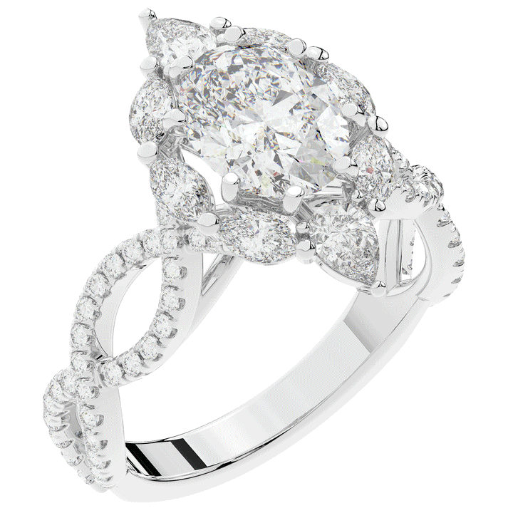 3.00CT.TW OVAL LAB DIAMOND HALO ENGAGEMENT RING - Nazarelle