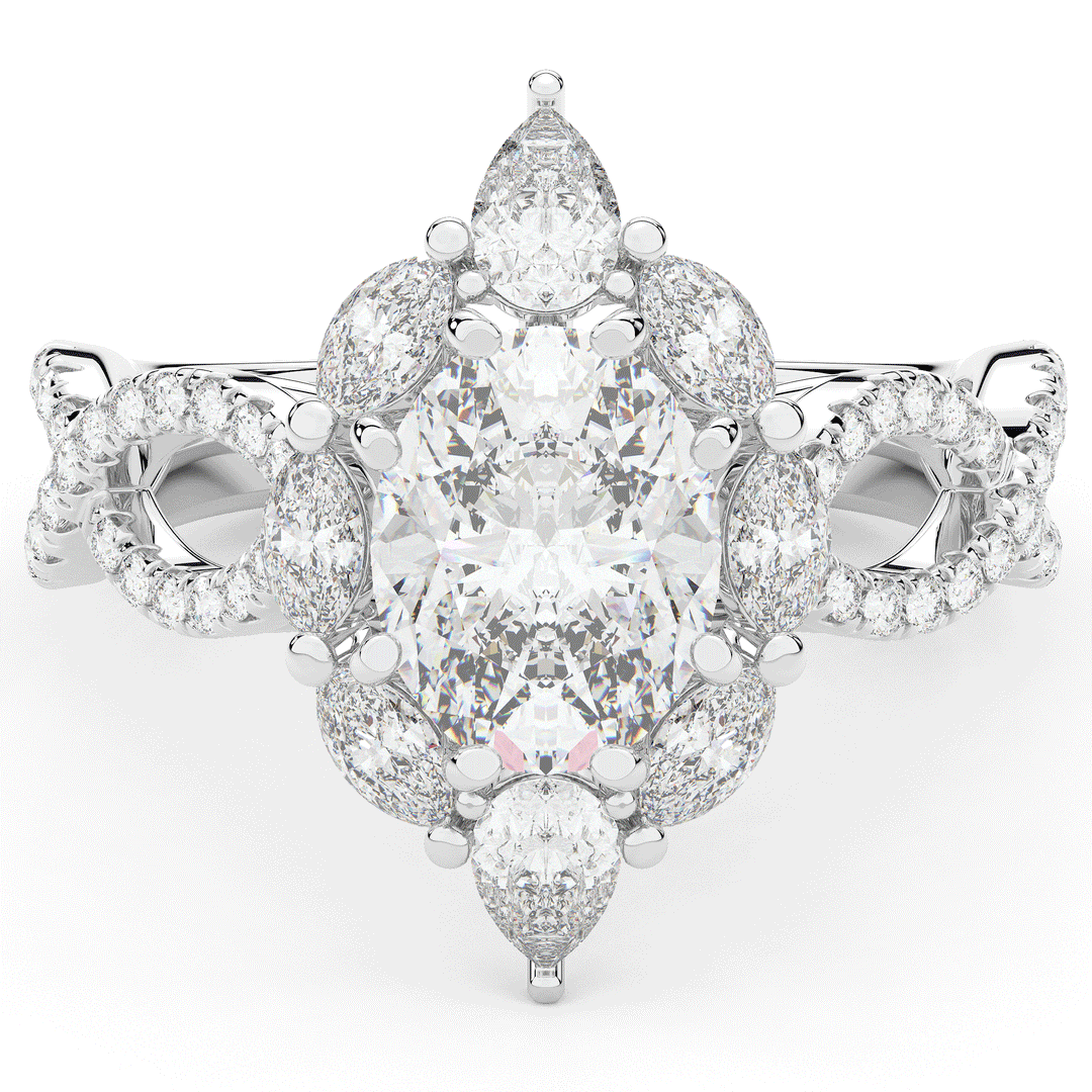 3.00CT.TW OVAL LAB DIAMOND HALO ENGAGEMENT RING - Nazarelle