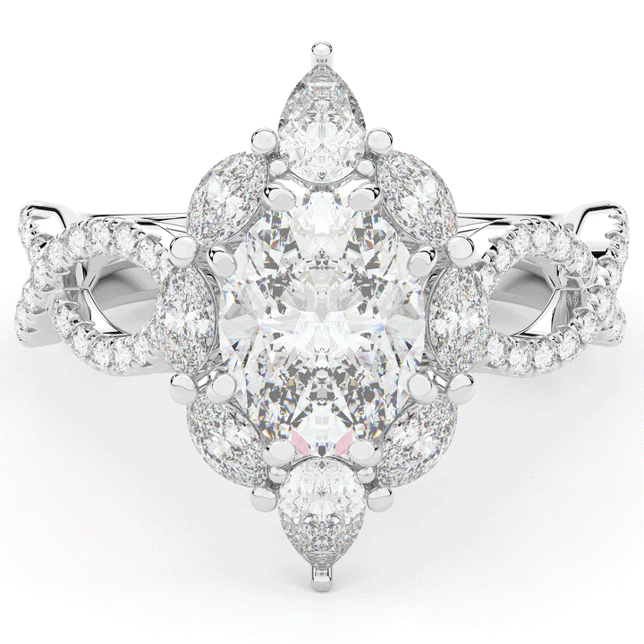 3.00CT.TW OVAL LAB DIAMOND HALO ENGAGEMENT RING - Nazarelle