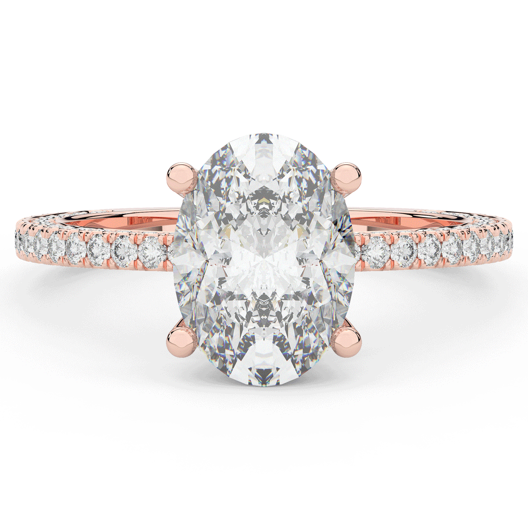 3.15CT.TW OVAL LAB DIAMOND SOLITAIRE ENGAGEMENT RING - Nazarelle