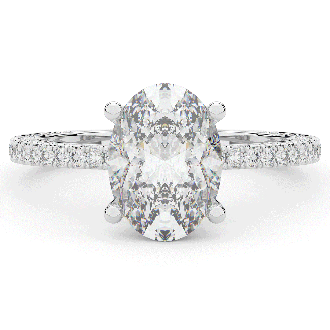 3.15CT.TW OVAL LAB DIAMOND SOLITAIRE ENGAGEMENT RING - Nazarelle