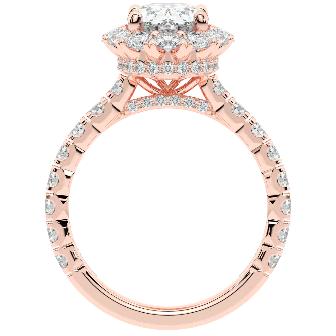 3.40CT.TW OVAL LAB DIAMOND HALO ENGAGEMENT RING - Nazarelle