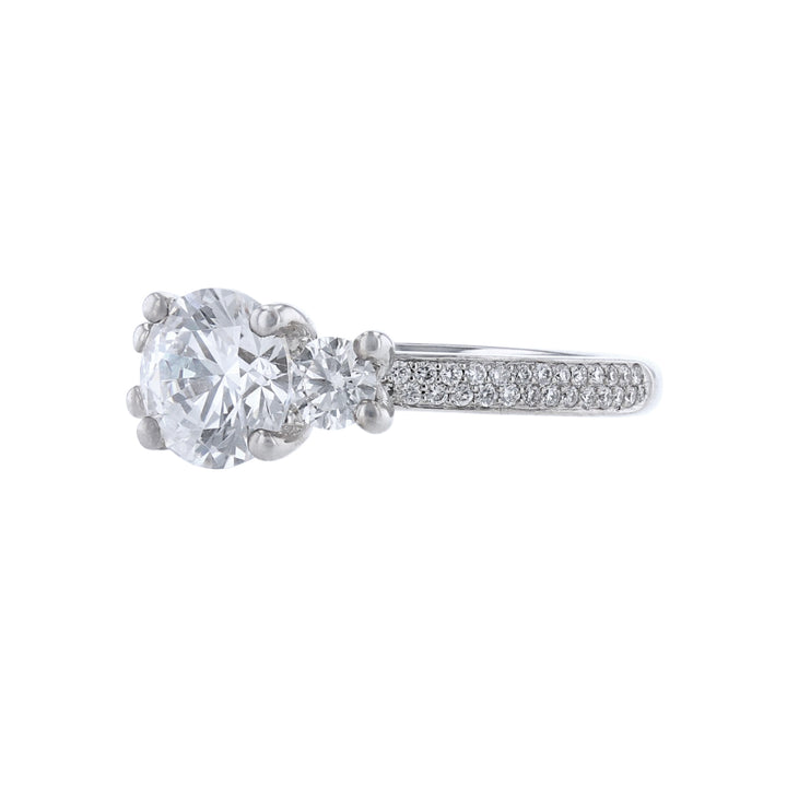 Three Stone Pave Accent Diamond Ring