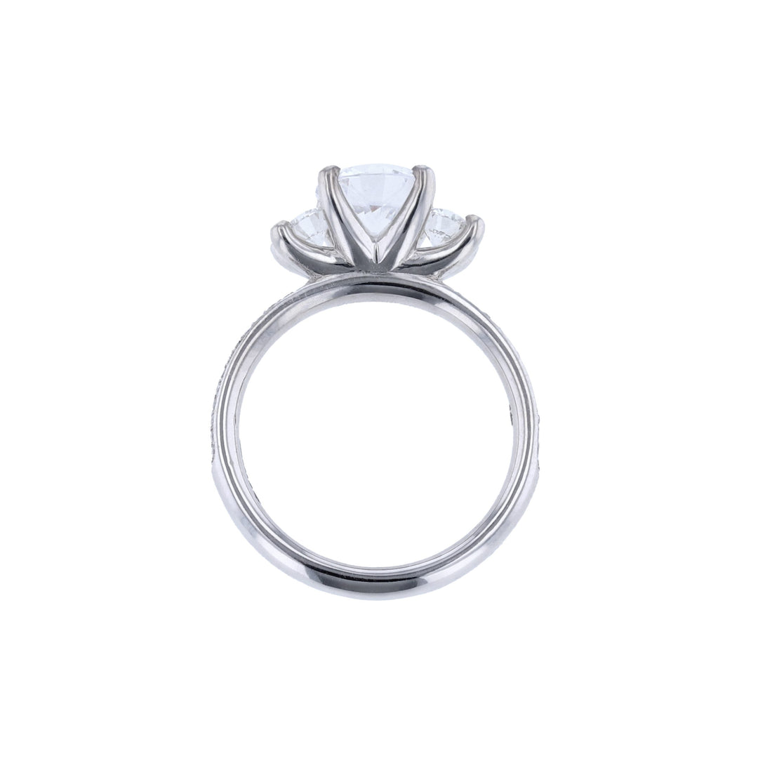 Three Stone Pave Accent Diamond Ring