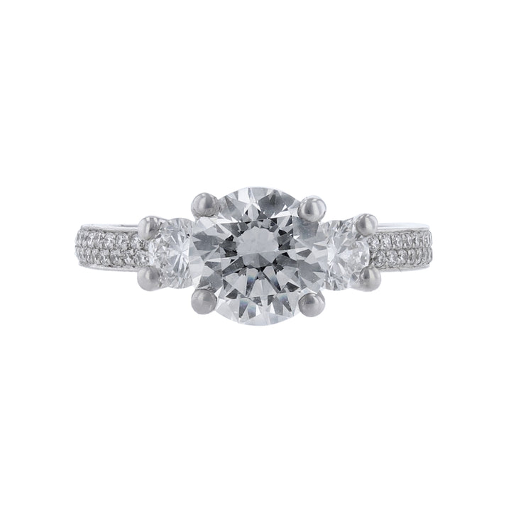 Three Stone Pave Accent Diamond Ring