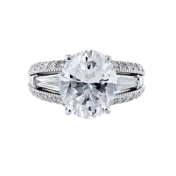 18K White Gold Pave' Baguette Diamond Ring