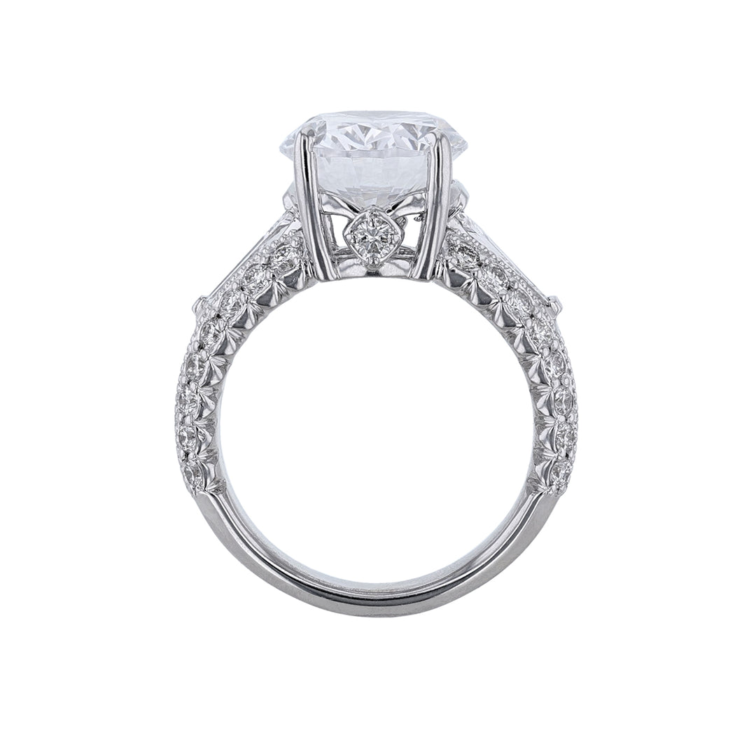 18K White Gold Pave' Baguette Diamond Ring