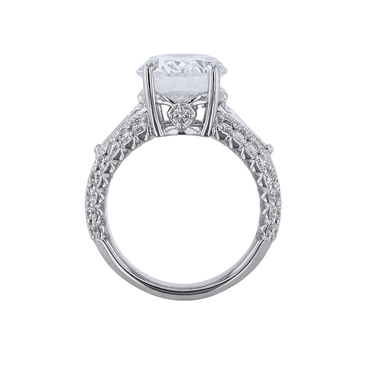 18K White Gold Pave' Baguette Diamond Ring