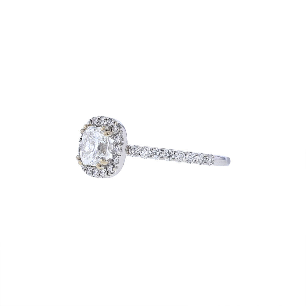 18K White Gold GIA Cushion Diamond Engagement Ring