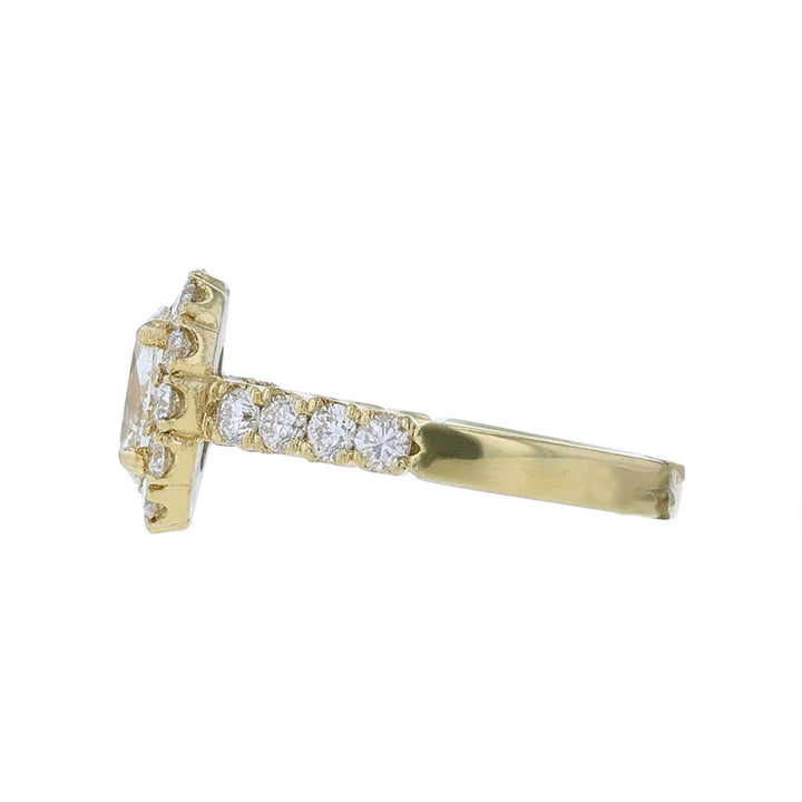 18K Yellow Gold Certified Oval Halo Engagement Ring