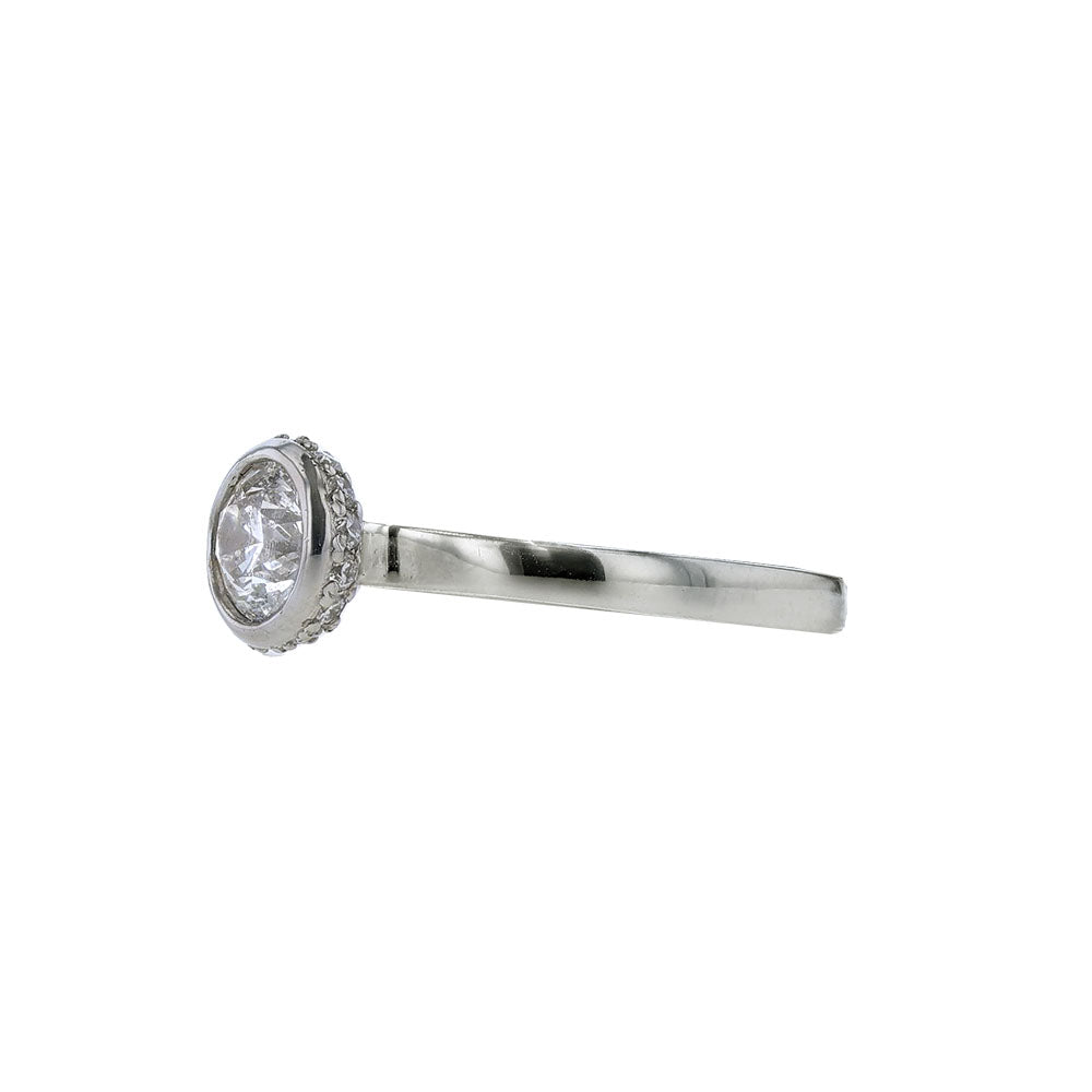 18K White Gold Bezel Set Engagement Ring