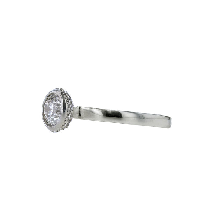 18K White Gold Bezel Set Engagement Ring
